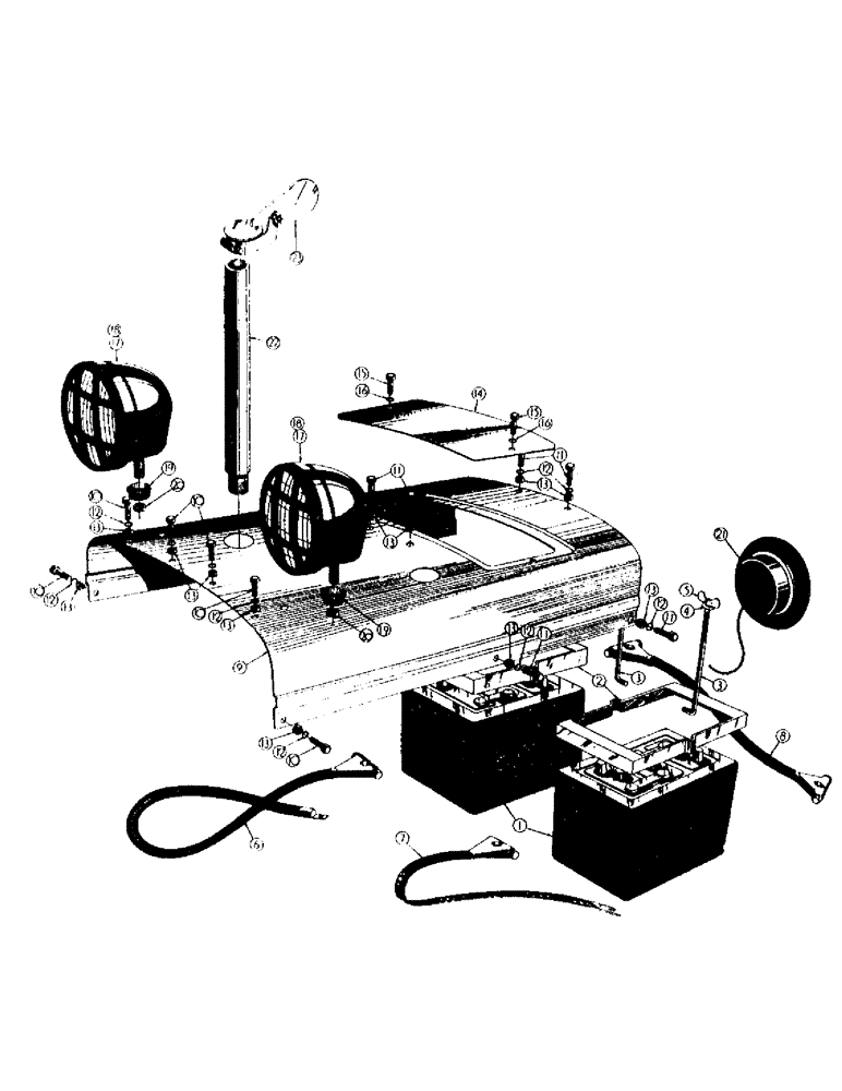 Схема запчастей Case 400 - (068) - HOOD, BATTERY, AND RELATED PARTS - DIESEL, (USED UP TO S/N 11-1-56) (06) - ELECTRICAL SYSTEMS