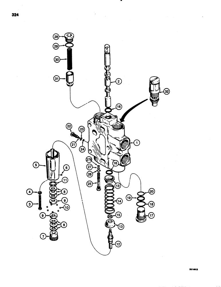 Схема запчастей Case 1150C - (324) - D87074 DOZER LIFT SECTION (08) - HYDRAULICS