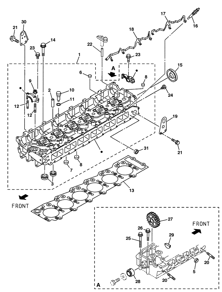 Схема запчастей Case CX350 - (02-045-00[01]) - CYLINDER HEAD - GASKET (03) - FUEL SYSTEM