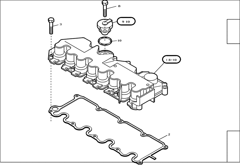 Схема запчастей Case 321D - (95.008[2987840001]) - VALVE MECHAN.COVER (10) - ENGINE