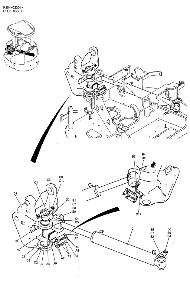 Схема запчастей Case CX50B - (02-003) - BRACKET ASSY, SWING (NIBBLER & BREAKER) (05) - SUPERSTRUCTURE