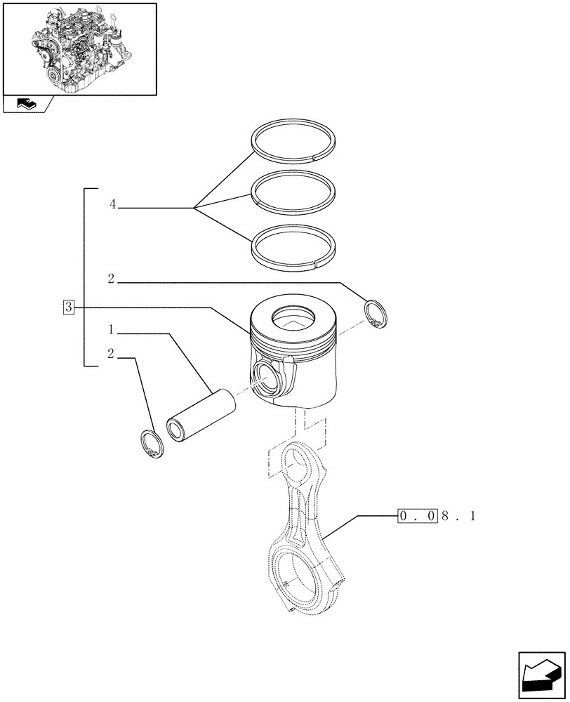 Схема запчастей Case F5CE9454E A002 - (0.08.2) - PISTON - ENGINE (504254748) 