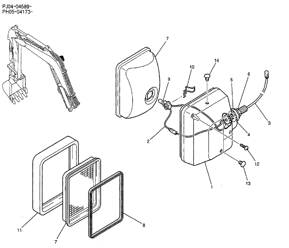 Схема запчастей Case CX50B - (02-079) - LAMP ASSEMBLY P/N PM80S00008F1 (05) - SUPERSTRUCTURE