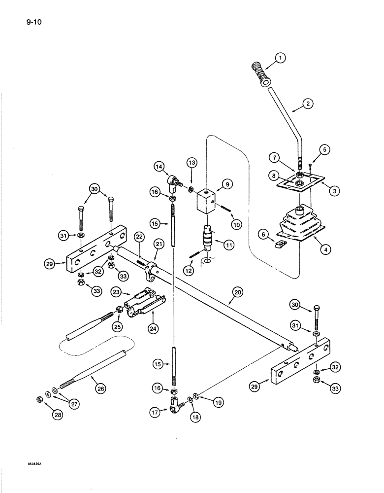 Схема запчастей Case 1085B - (9-010) - CONTROLS, AUXILIARY CONTROL LEVER AND LINKAGE (09) - CHASSIS