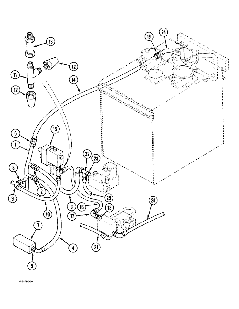 Схема запчастей Case 170C - (8-036) - HYDRAULIC CIRCUIT RETURN LINES, LEAK RETURN TO FILTER (08) - HYDRAULICS