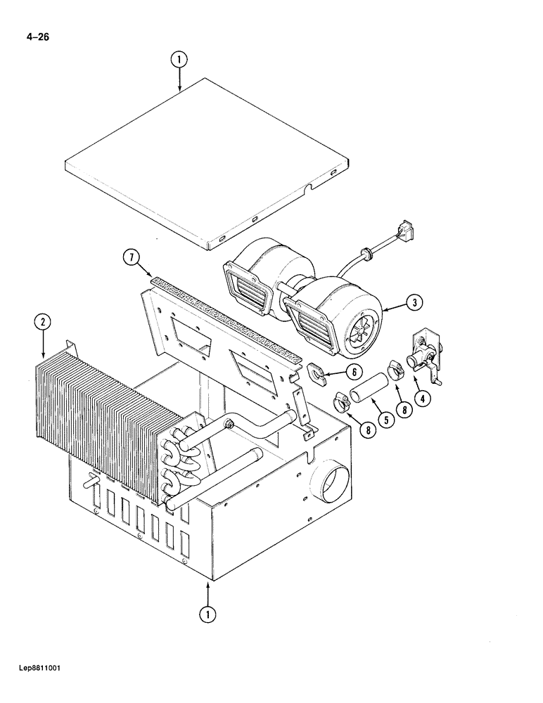 Схема запчастей Case 688 - (4-26) - CAB HEATER, KYSOR IF USED (04) - ELECTRICAL SYSTEMS