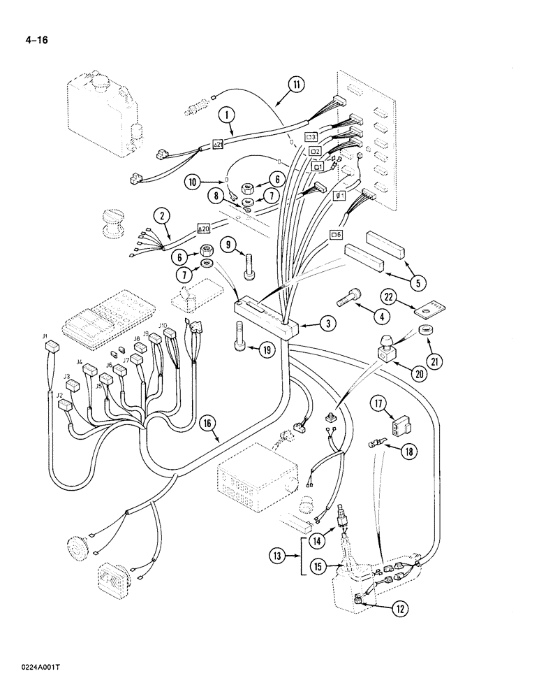 Схема запчастей Case 688 - (4-16) - CAB ELECTRICAL HARNESS, P.I.N. FROM 11601 TO 11724 (04) - ELECTRICAL SYSTEMS