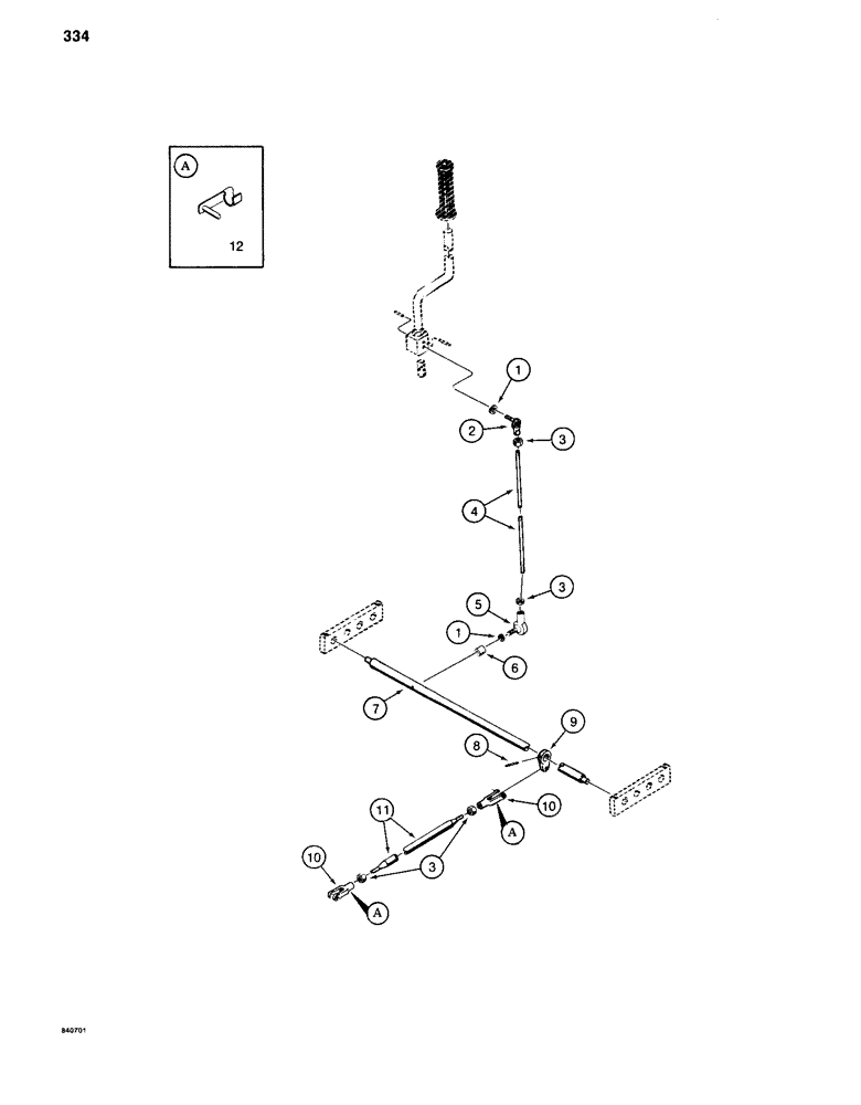 Схема запчастей Case 880C - (334) - CONTROLS - PIN 6205236 AND AFTER, WRIST-O-TWIST LINKAGE (07) - HYDRAULIC SYSTEM