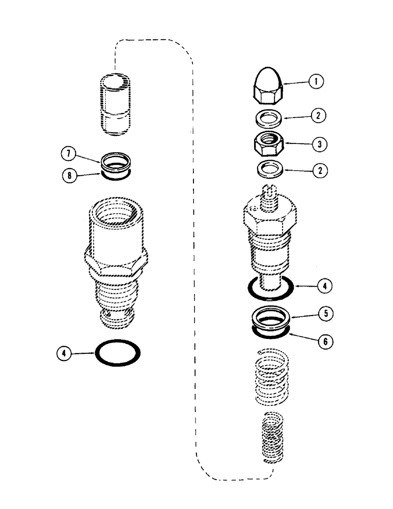 Схема запчастей Case 50 - (264) - MAIN RELIEF CARTRIDGE, USED ON UNITS WITH SERIAL NUMBER 6279926-6280244 EXCEPT 6280223&6280243 (35) - HYDRAULIC SYSTEMS