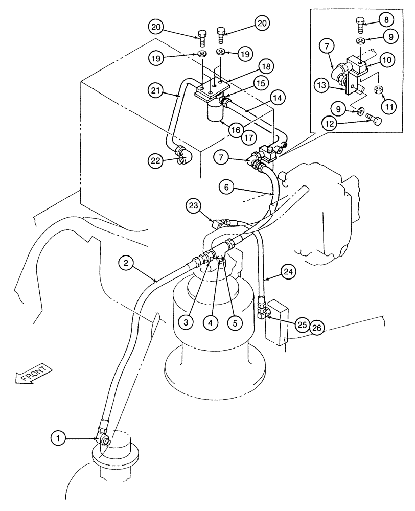 Схема запчастей Case 9050 - (8-10) - BASIC HYDRAULIC CIRCUIT, RETURN LINES TO FILTER AND RESERVOIR (08) - HYDRAULICS