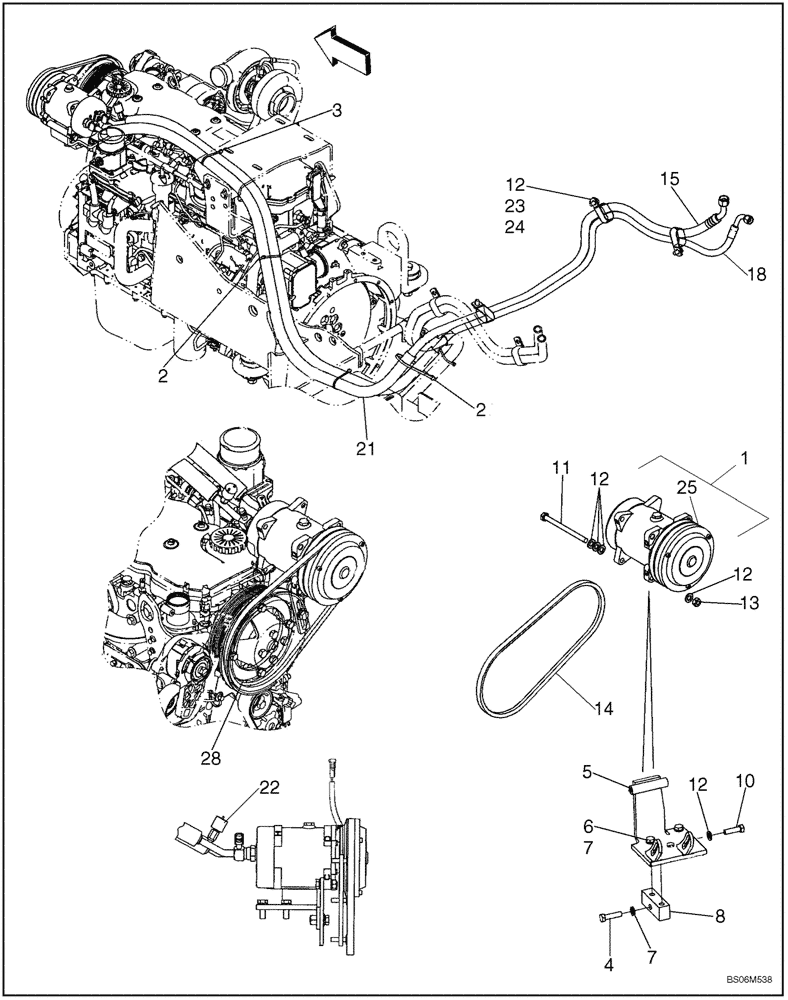 Схема запчастей Case 850K - (09-35) - CAB- AIR CONDITIONING COMPRESSOR (09) - CHASSIS/ATTACHMENTS