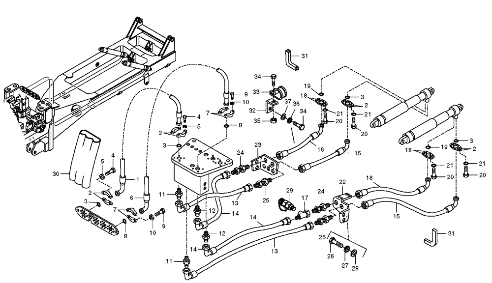 Схема запчастей Case 325 - (5.800/1[04]) - DUMPING SYSTEM - HYDRAULIC CIRCUIT (10) - Cab/Cowlings