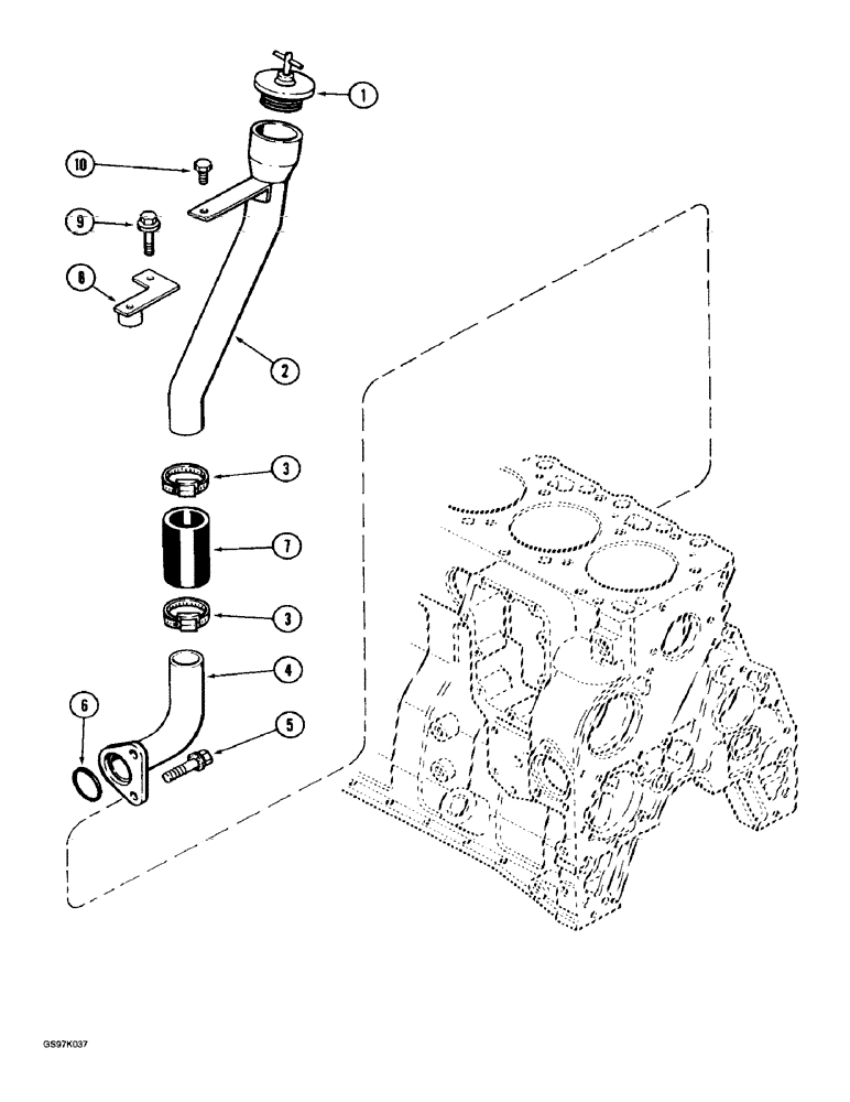 Схема запчастей Case 888 - (2-50) - ENGINE OIL FILL, 6T-590 DIESEL ENGINE (02) - ENGINE