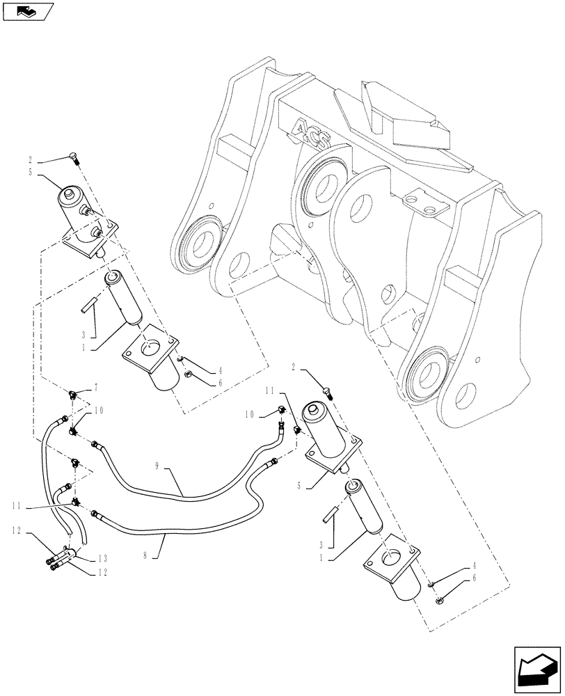 Схема запчастей Case 721F - (82.100.08) - COUPLER, HYDRAULIC - Z-BAR - ACS (82) - FRONT LOADER & BUCKET