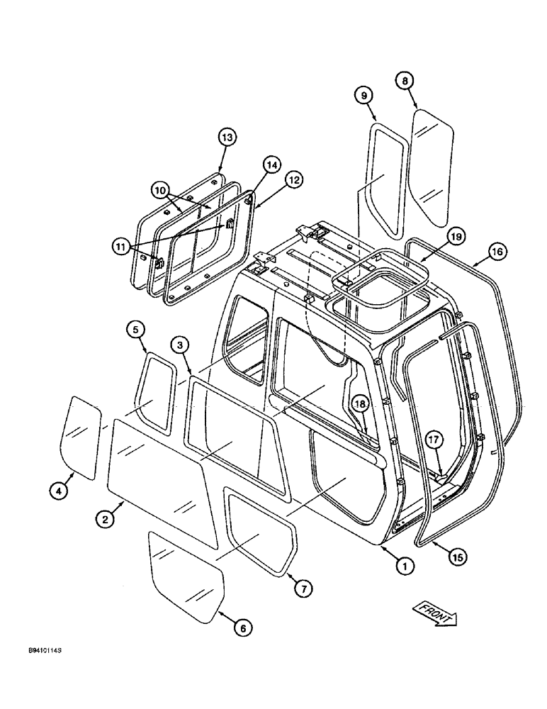 Схема запчастей Case 9060B - (9-056) - CAB WINDOWS AND SEALS (09) - CHASSIS