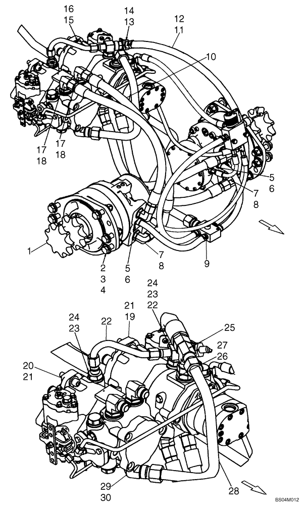 Схема запчастей Case 465 - (06-02A) - HYDROSTATICS - DRIVE MOTORS (WITH SPLIT PUMP CONFIGURATION) (06) - POWER TRAIN