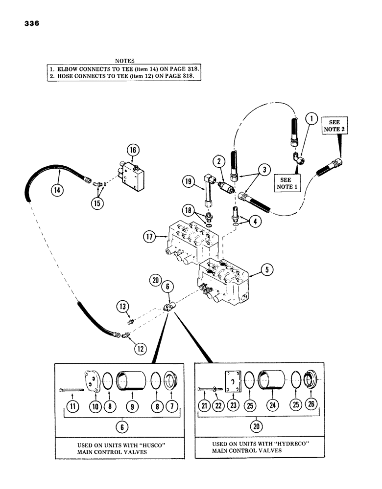 Схема запчастей Case 980B - (336) - FAST HOIST TUBING, (USED ON UNITS WITH PIN 6204051 AND AFTER) (07) - HYDRAULIC SYSTEM