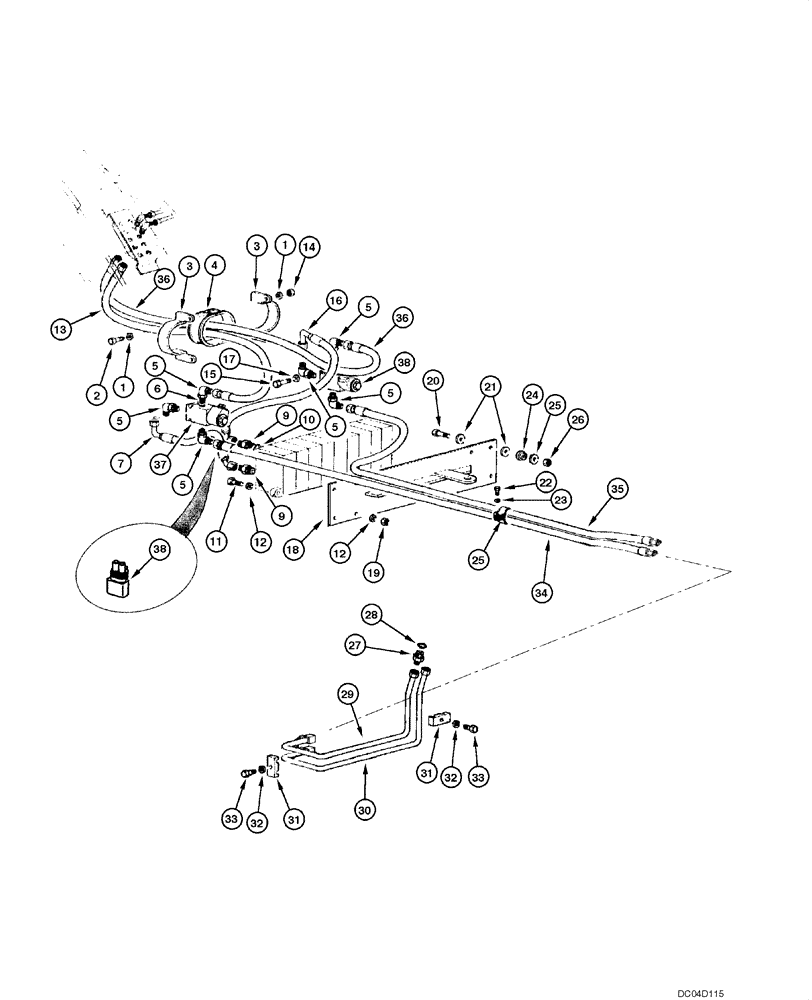 Схема запчастей Case 885 - (08.27[00]) - SCARIFIER AND RIPPER HYDRAULIC CIRCUIT (08) - HYDRAULICS