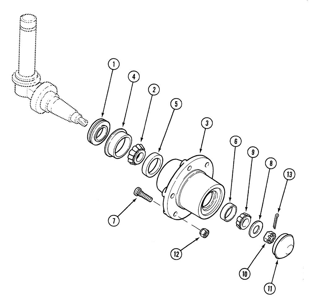 Схема запчастей Case 380B - (5-22) - WHEEL HUBS - ADJUSTABLE STRAIGHT FRONT AXLE (05) - STEERING