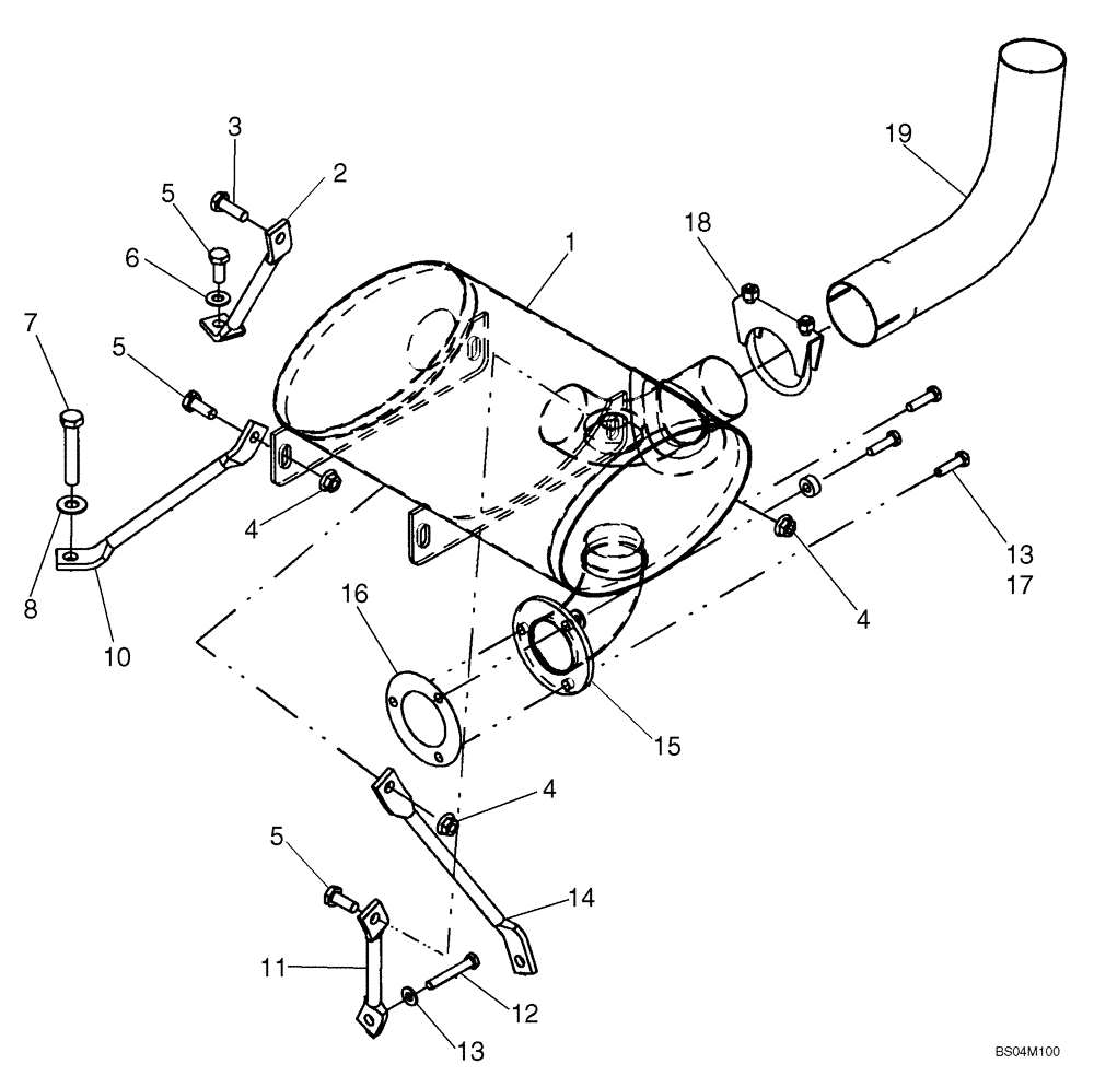 Схема запчастей Case 440CT - (02-03) - EXHAUST SYSTEM (02) - ENGINE