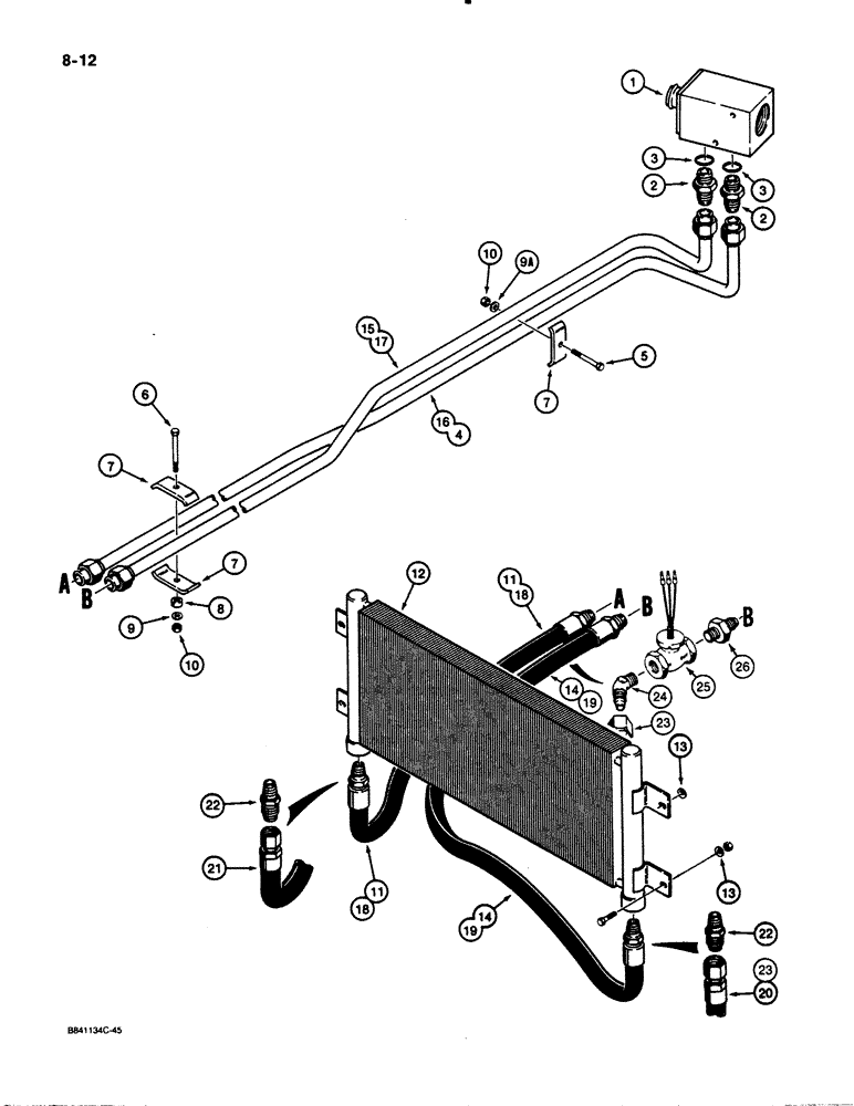 Схема запчастей Case W30 - (8-12) - HYDRAULIC CIRCUIT, BYPASS VALVE TO HYDRAULIC OIL COOLER (08) - HYDRAULICS