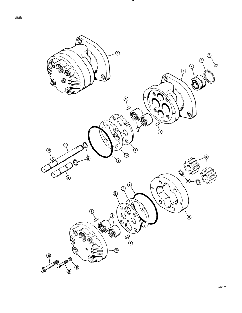 Схема запчастей Case 1150 - (058) - D44094 TORQUE CONVERTER PUMP (03) - TRANSMISSION