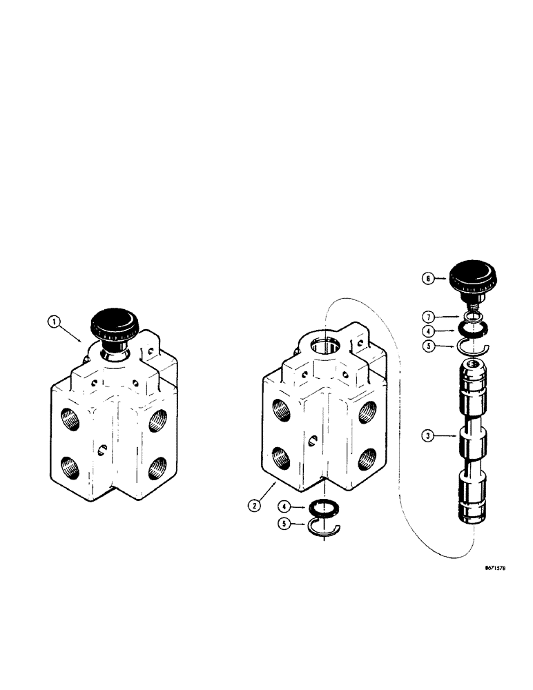 Схема запчастей Case 310G - (236[1]) - D34424 DIVERSION VALVE (07) - HYDRAULIC SYSTEM