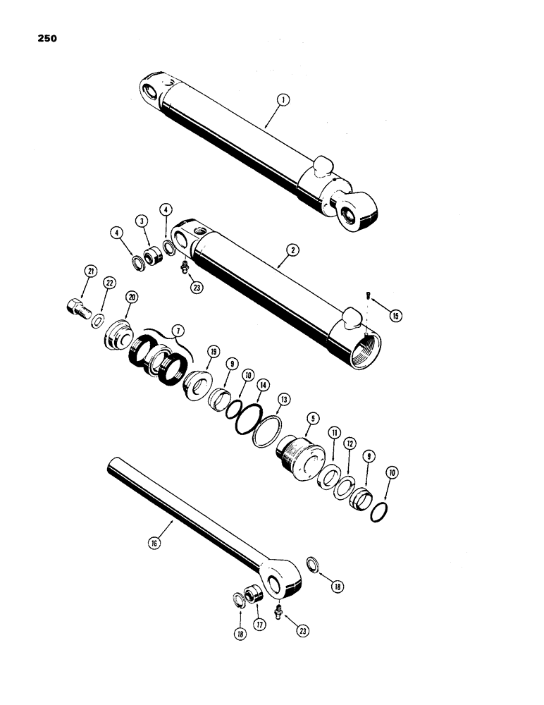 Схема запчастей Case 450 - (250) - D34791 DOZER ANGLING CYLINDER, 4" DIAMETER CYLINDER W/8-5/16" STROKE (07) - HYDRAULIC SYSTEM