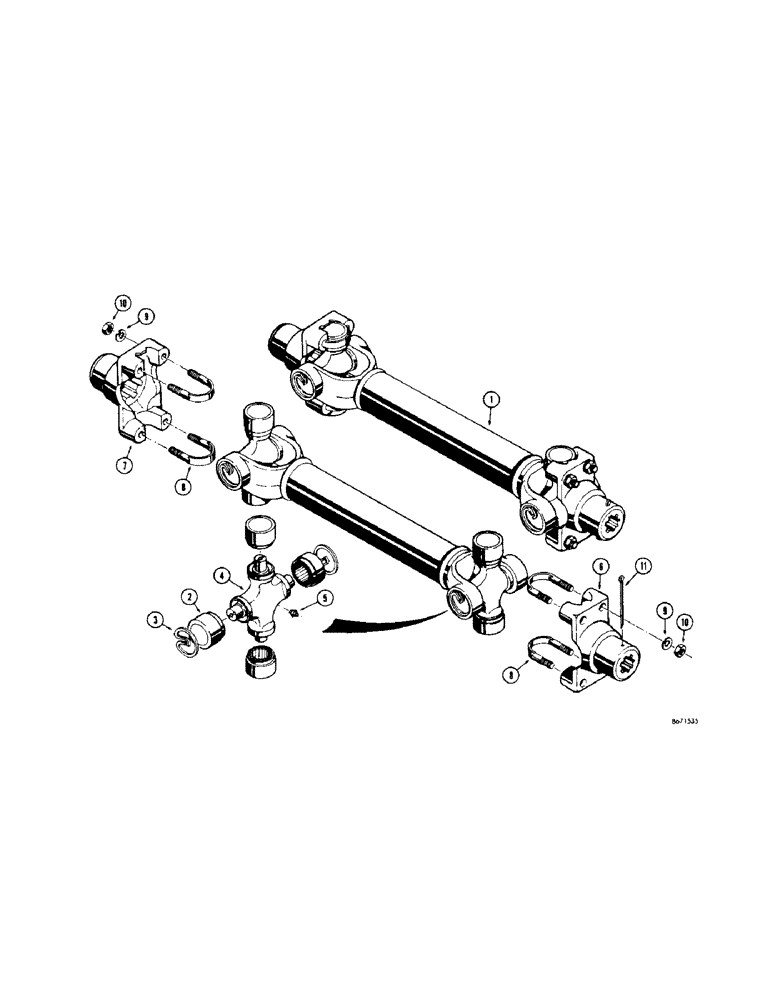 Схема запчастей Case 310G - (100[1]) - DRIVESHAFT AND UNIVERSAL JOINTS - DIESEL (03) - TRANSMISSION