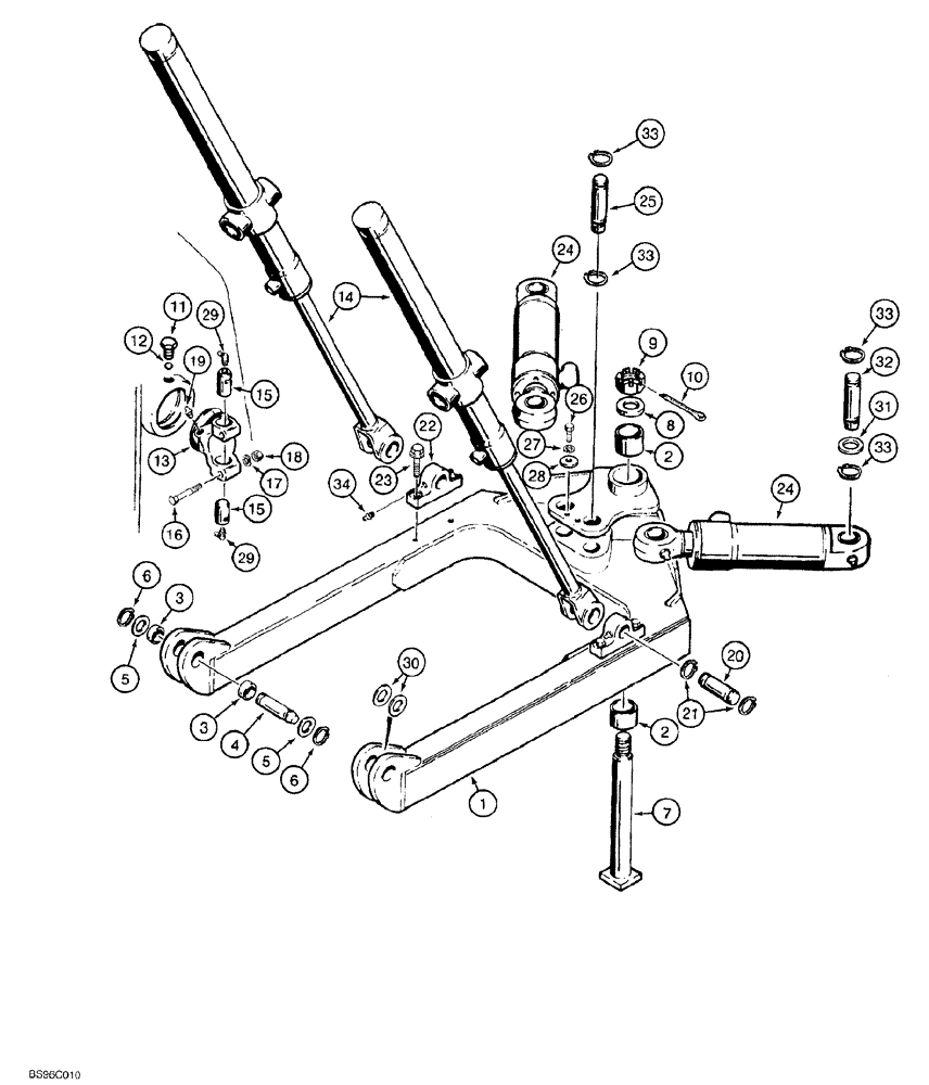 Схема запчастей Case 550G - (9-02) - C-FRAME AND CYLINDERS (07) - HYDRAULIC SYSTEM