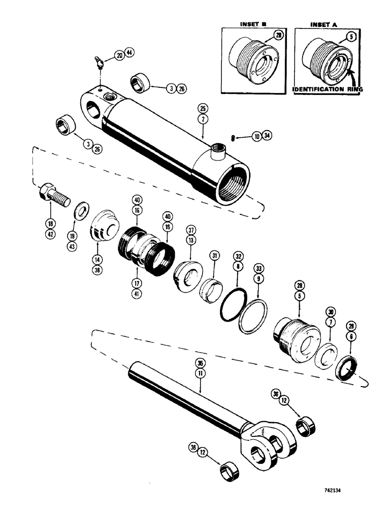 Схема запчастей Case 350 - (238) - G33426 LOADER HYDRA-LEVELING CYLINDER, HAS SINGLE, SOLID ROD WIPER (07) - HYDRAULIC SYSTEM