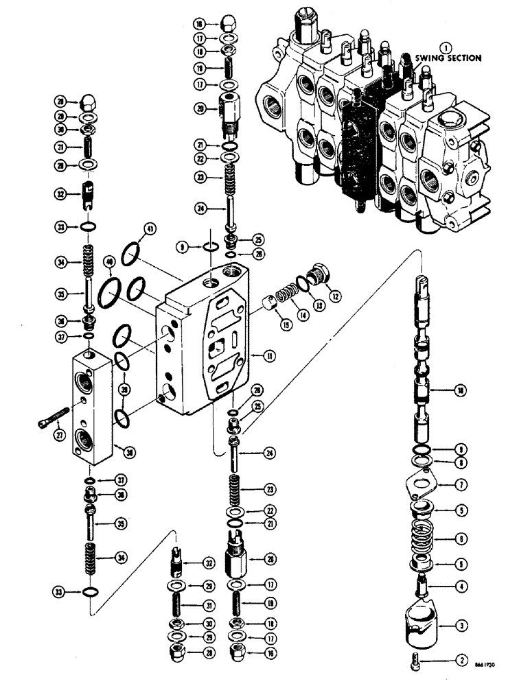 Схема запчастей Case 36 - (52) - D40756 BACKHOE SWING SECTION 