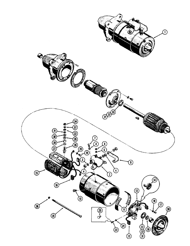 Схема запчастей Case 420B - (030) - G44888 STARTER, (148B) ENGINE - POSITIVE GROUND (06) - ELECTRICAL SYSTEMS