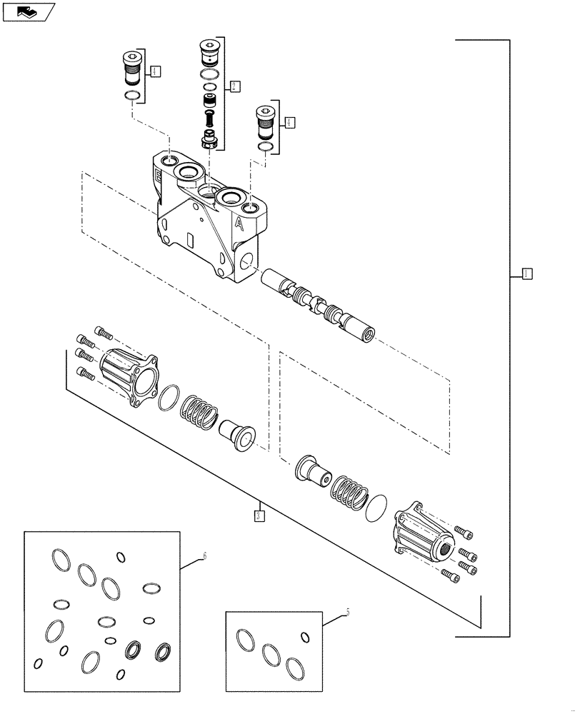 Схема запчастей Case 580SN WT - (35.724.16) - VALVE SECTION - 4 IN 1 , LOADER (PILOT CONTROLS) (580SN, 580SN WT, 590SN) (35) - HYDRAULIC SYSTEMS