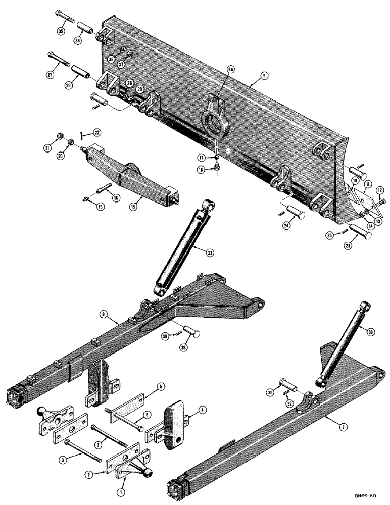 Схема запчастей Case 420C - (208) - HYDRAULIC CROWN TILT BULLDOZER (07) - HYDRAULIC SYSTEM