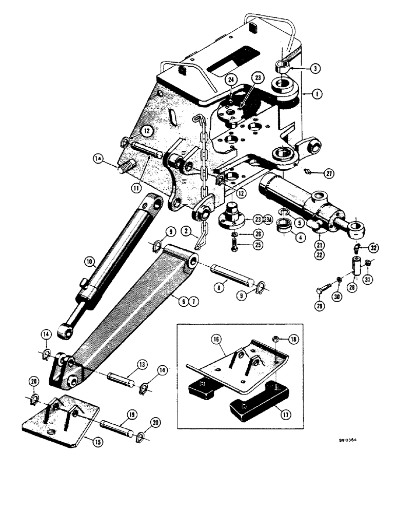 Схема запчастей Case 32S - (080) - MOUNTING FRAME AND STABILIZERS 