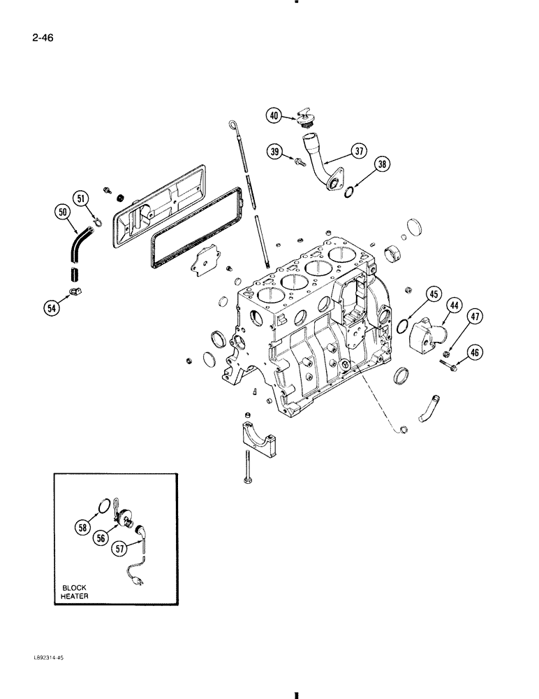 Схема запчастей Case 580K - (2-046) - CYLINDER BLOCK, 4T-390 ENGINE (02) - ENGINE