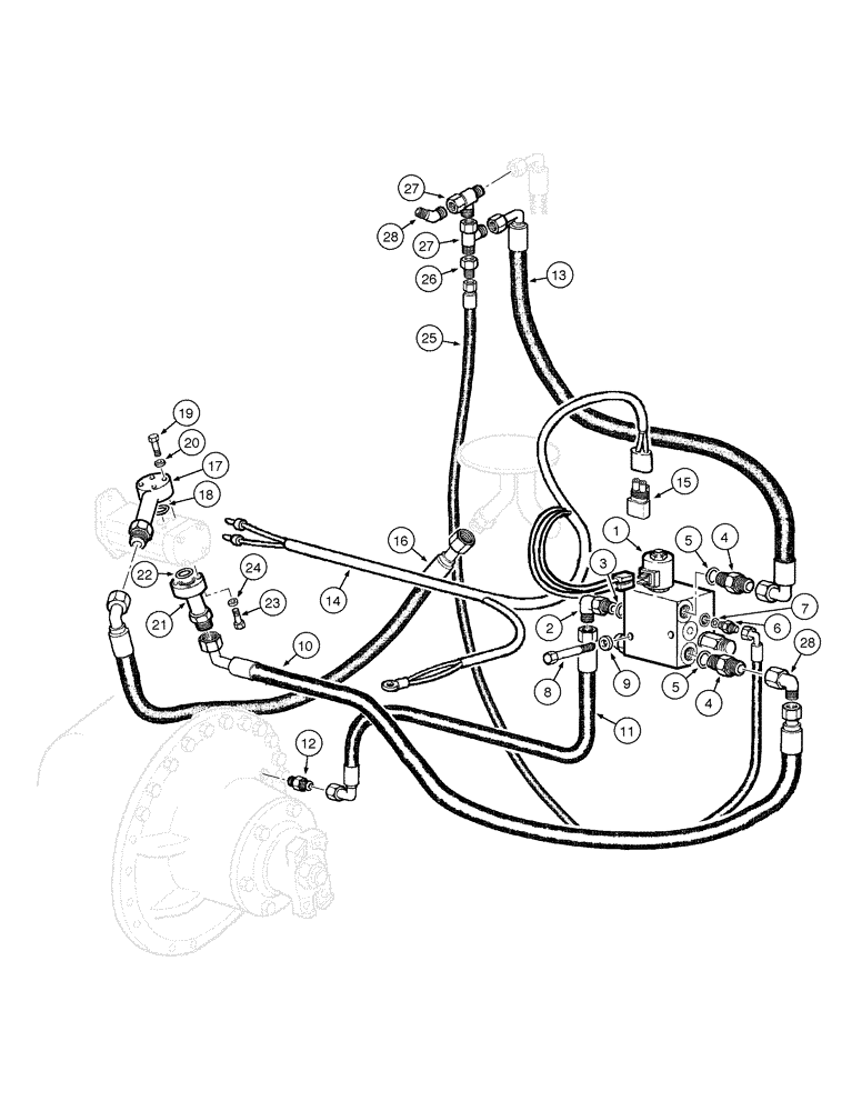 Схема запчастей Case 885 - (08-082[01]) - DIFFERENTIAL LOCK - HYDRAULIC CIRCUIT (08) - HYDRAULICS