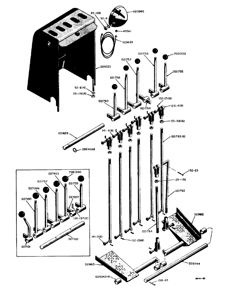 Схема запчастей Case 31 - (020) - BACKHOE CONTROL LEVERS AND LINKAGE, BACKHOE S/N 4065701 AND AFTER 