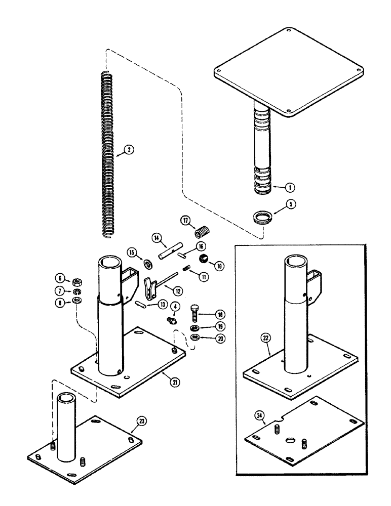 Схема запчастей Case 580B - (172) - SEAT POST ASSEMBLY (09) - CHASSIS/ATTACHMENTS