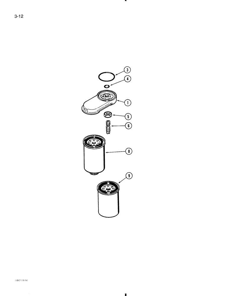 Схема запчастей Case 580K - (3-012) - FUEL FILTER, 4-390 ENGINE, 4T-390 ENGINE (03) - FUEL SYSTEM