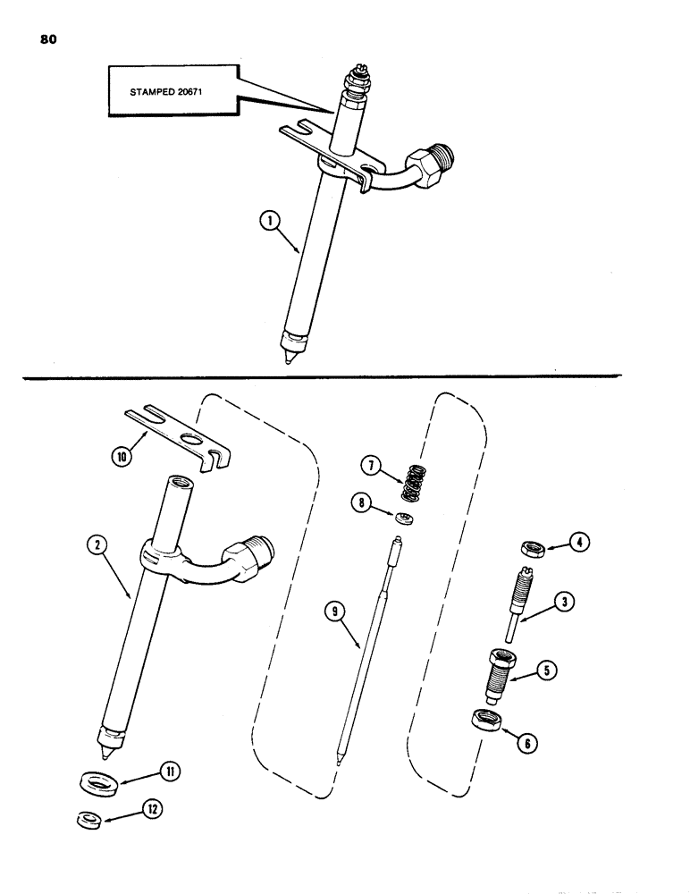 Схема запчастей Case 1835 - (080) - FUEL INJECTOR NOZZLE, 188 DIESEL ENGINE (03) - FUEL SYSTEM