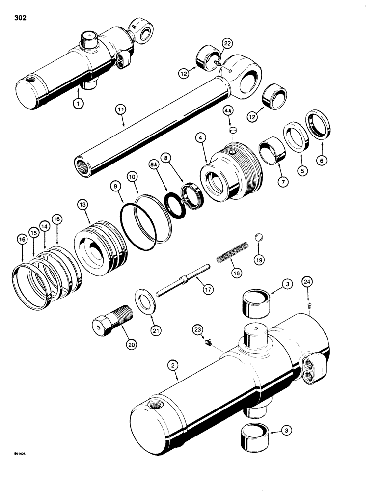 Схема запчастей Case 680G - (302) - G104134 BACKHOE SWING CYLINDER (08) - HYDRAULICS