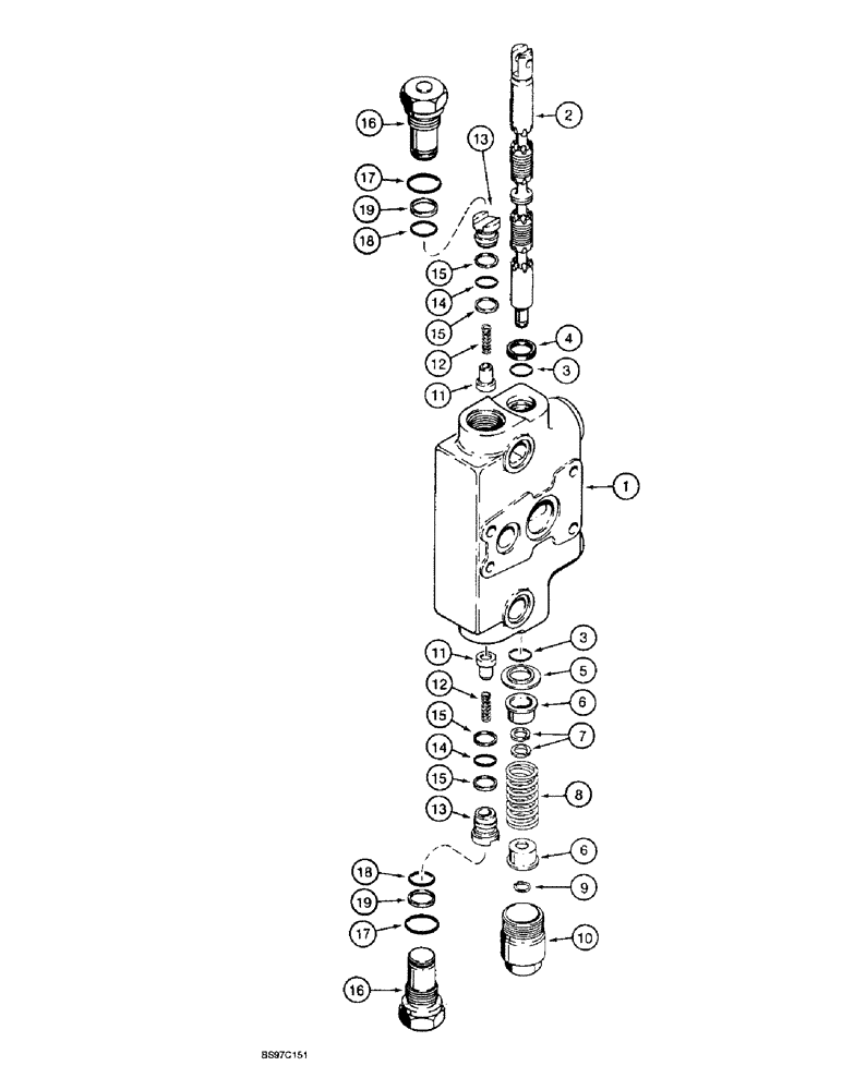 Схема запчастей Case 570LXT - (8-096) - BACKHOE CONTROL VALVE, DIPPER EXTENSION SECTION (08) - HYDRAULICS