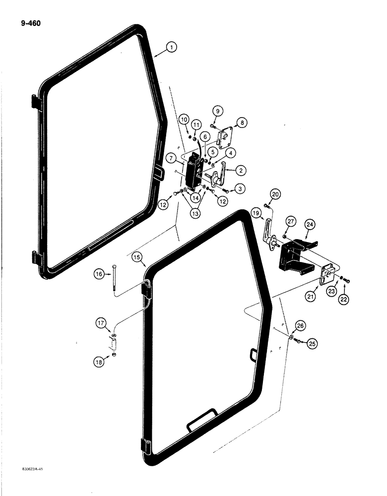 Схема запчастей Case 780C - (9-460) - CAB SIDE WINDOWS (09) - CHASSIS/ATTACHMENTS