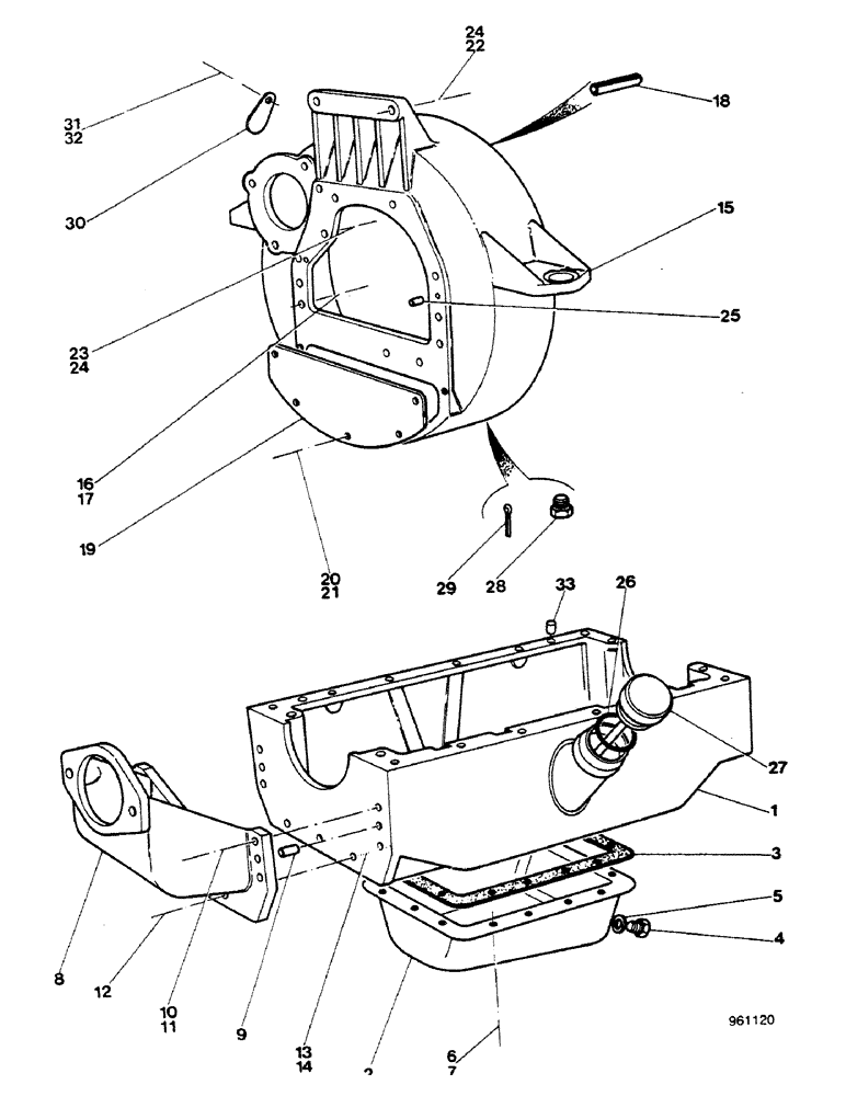 Схема запчастей Case 580G - (040) - ENGINE - OIL PAN, SUMP FRAME, AND FLYWHEEL HOUSING (02) - ENGINE