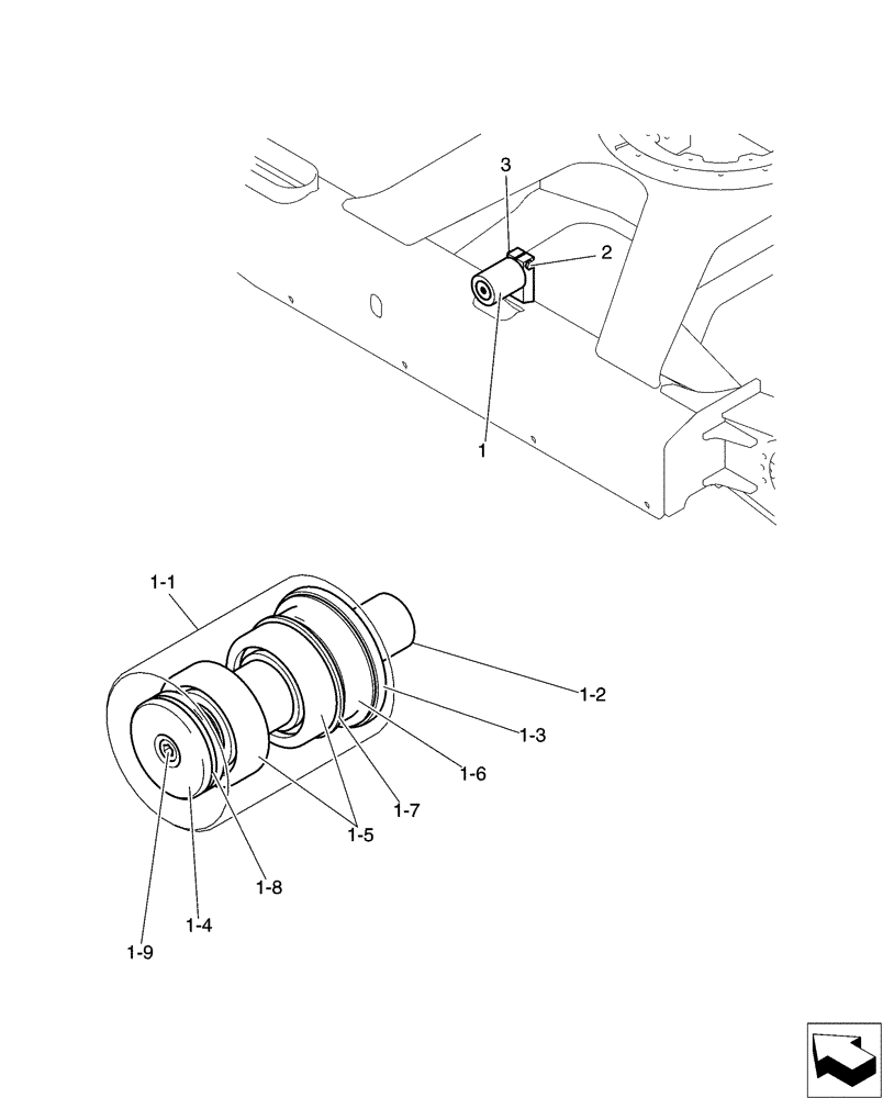 Схема запчастей Case CX31B - (02-009[00]) - ROLLER ASSY, UPP (48) - TRACKS & TRACK SUSPENSION