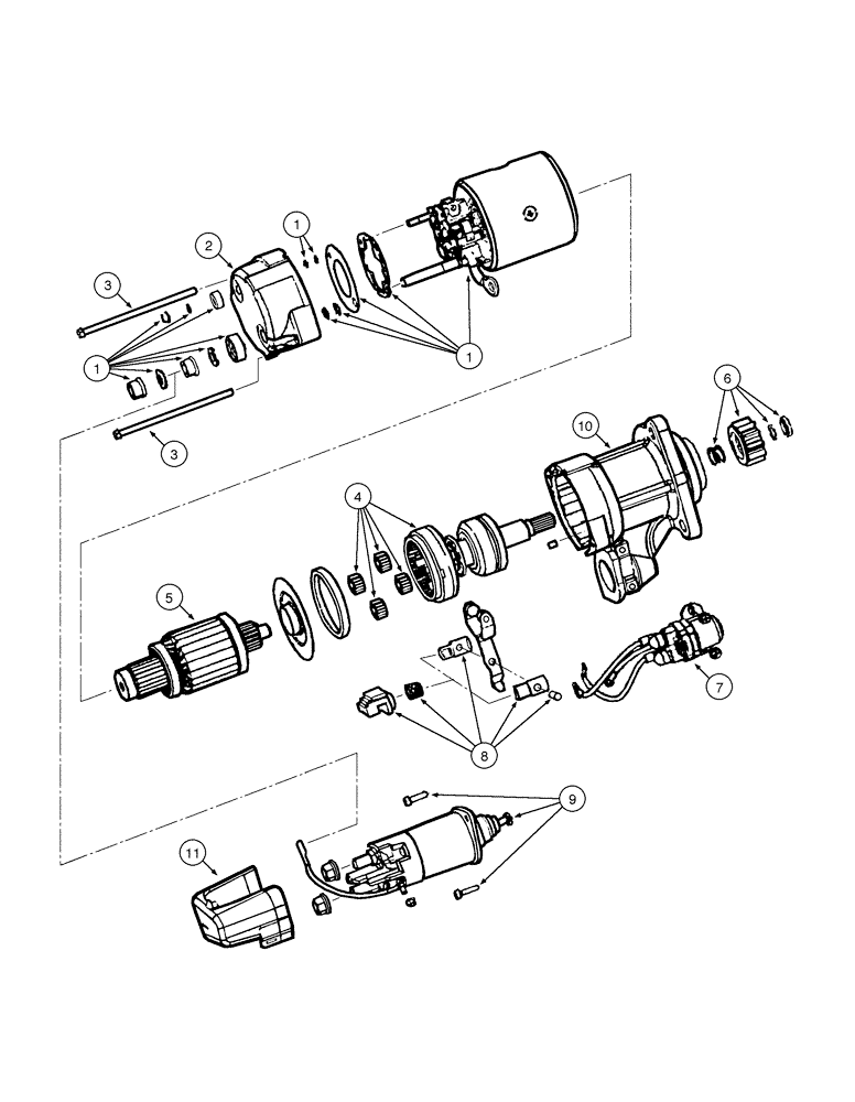 Схема запчастей Case 885 - (04-02[01]) - STARTER - ASSEMBLY (04) - ELECTRICAL SYSTEMS