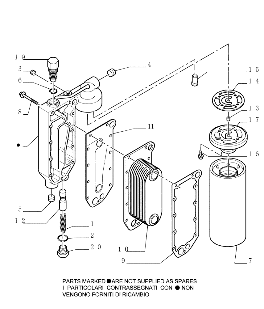 Схема запчастей Case 1850K LT - (0.302[01]) - HEAT EXCHANGER - OIL FILTER (01) - ENGINE