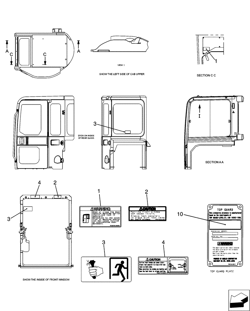 Схема запчастей Case CX31B - (06-012[00]) - NAME PLATE INSTAL, CAB (90) - PLATFORM, CAB, BODYWORK AND DECALS